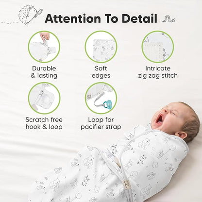 KeaBabies 3-Pack Organic Baby Swaddle Sleep Sacks - Swaddles for Newborns, Infant 0-3 Months, Baby Girls, Boys, Soft & Snug Newborn Sleep Sack, Nursery Swaddling Blankets (Aspire, OS)