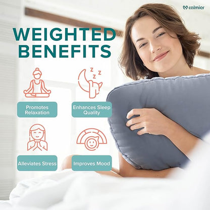 Calmier - 6 lb Sensory Weighted Pillow - Glass Bead Filled Hug Pillow - Ultra Plush Cozy Weight Sensory Pillows for Adults and Kids - Weighted Lap Pad (Light Gray- Minky, 6 LBS)