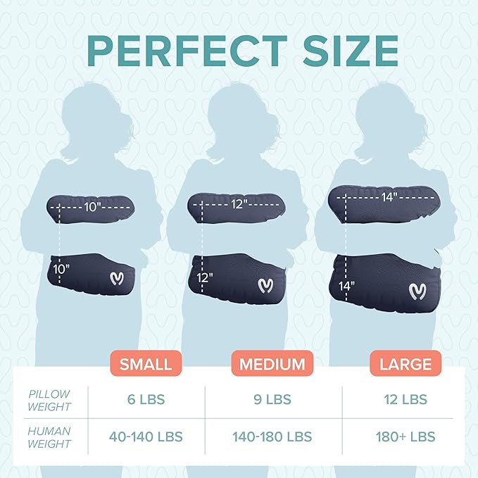 Calmier - 9 lb Sensory Weighted Pillow - Glass Bead Filled Hug Pillow - Ultra Plush Cozy Weight Sensory Pillows for Adults and Kids - Weighted Lap Pad (Blue- Fleece, 9 LBS)