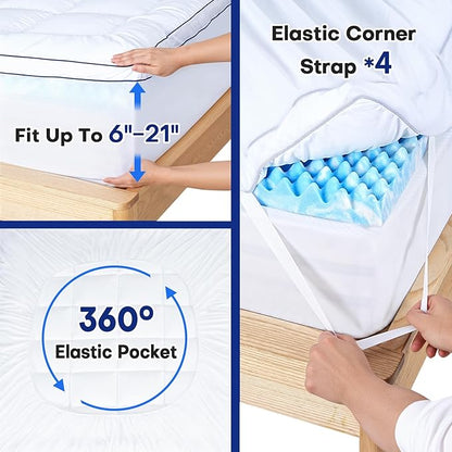 Twin XL Dual Layer 4 Inch Memory Foam Mattress Topper, Relax Body, Relieve Pain and Aid Sleep - 2 Inch Fluffy Pillow Top Twin XL Mattress Topper and 2 Inch Cooling Gel Memory Foam, 2X Support
