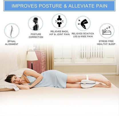 BEAUTRIP Knee Pillows for Side Sleepers Premium Memory Foam Wedge Leg Pillow Cushions Support with Washable Cover for Sciatica Back Hip Joint Knee Pain Relief (BM67-US-White)