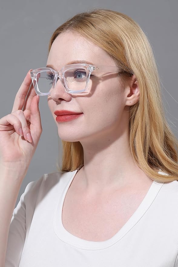 REAVEE 2 Pack Oprah Style Oversized Reading Glasses for Women Men Blue Light Blocking, Ladies Stylish Retro Square Large Computer Readers (Black/Clear 2.75x)