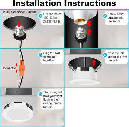 FVTLED Smart Recessed Ceiling Light 4 Inch Kit - 9W RGBWC Color Changing Bluetooth WiFi Recessed Downlights, Dimmable 2700K-6500K LED Can Lights with Remote & Smart Bridge - 10 Pack