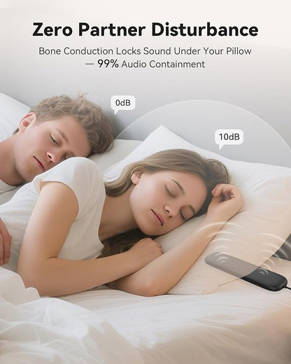 Under Pillow Speaker Bluetooth, 36 Built-in Soothing White Noise Sleep Sound Machine with Wired Remote, Bone Conduction, 3 Timer, 24H Battery for Side Sleeper, Office Nap & Travel Essential