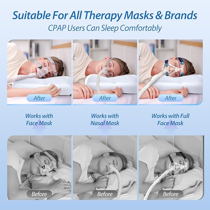 HOMCA CPAP Pillow for Side Sleeping, CPAP Nasal Pillows for All CPAP Masks Users to Reduce Air Leaks & Masks Pressure, Neck Support Pillows for Sleeping for Neck Pain Relief