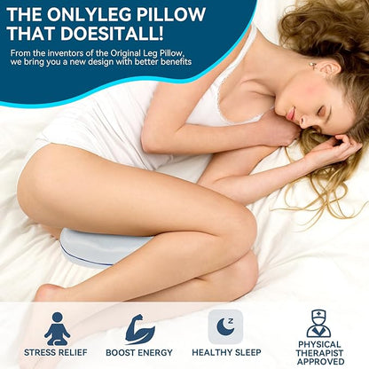 QISHFEN Knee & Leg Pillows Foam Support Pillow for Sleeping for Back Pain,Leg Pillow for Sleeping On Side, Memory Foam Cushion Knee Support Pillows,Pregnancy Pillow Removable (2 Pack)