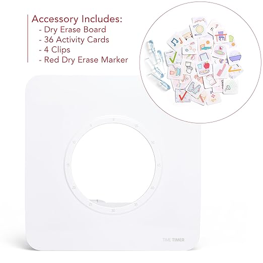 Visual Schedule Accessory for TIME Timer 8 inch Visual Timer - Dry Erase Board with Caddy, whiteboard Marker, and Pecs Cards - for Kids Classroom, Task Reminder, Routine Timer (Timer not Included)
