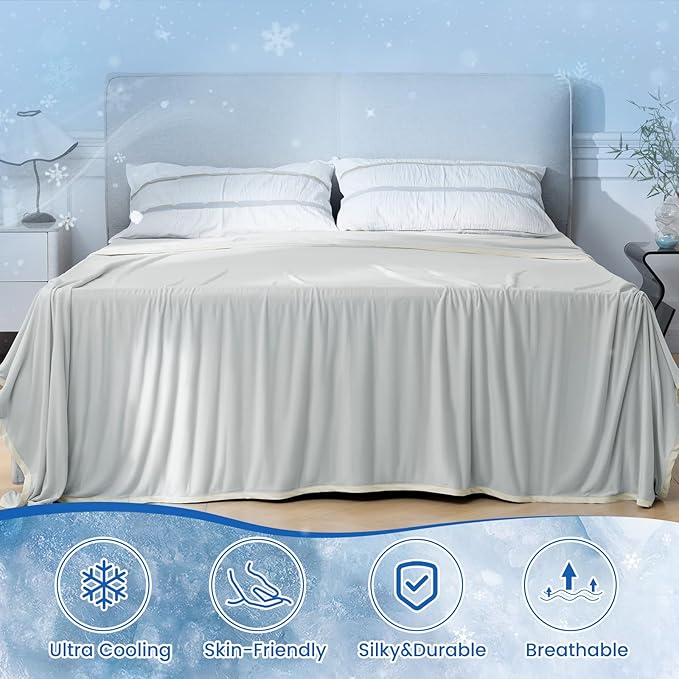 PHF Double Cooling Blanket for Hot Sleepers King Size, Arc-Chill Q-Max>0.5 with Double Cooling, Summer Blanket Absorbs Heat to Keep Cool All Night for Night Sweats (Silver Grey, 108''x90'')