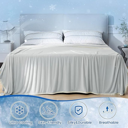 PHF Double Cooling Throw Blanket for Hot Sleepers, Arc-Chill Q-Max>0.5 with Double Cooling, Summer Blanket Absorbs Heat to Keep Cool All Night for Night Sweats (Silver Grey, 50''x60'')
