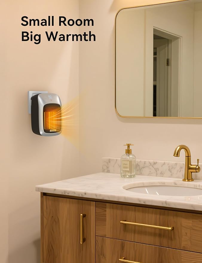 Brightown Portable Plug in Wall Heater for Indoor Use with Thermostat, 800W Small Electric Space Heater with Remote, LED Display, 12H Timer, Quick Heat, Safe for Bathroom Office Bedroom, 2PCS