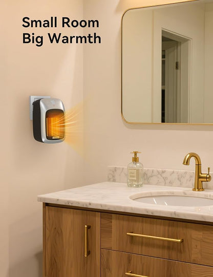 Brightown Portable Plug in Wall Heater for Indoor Use with Thermostat, 800W Small Electric Space Heater with Remote, LED Display, 12H Timer, Quick Heat, Safe for Bathroom Office Bedroom, 2PCS