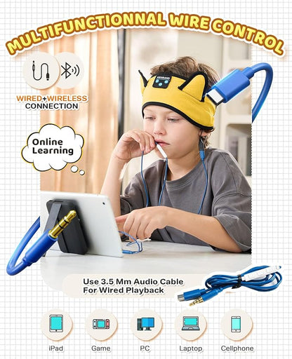 KIDSBAND Kids Headphones, Bluetooth Headband for Kids with Wired Playback 3.5 MM Jack for School, Travel