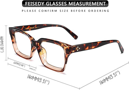 FEISEDY Retro Square Blue Light Blocking Reading Glasses Anti Glare Digital Eyestrain Reader B2479