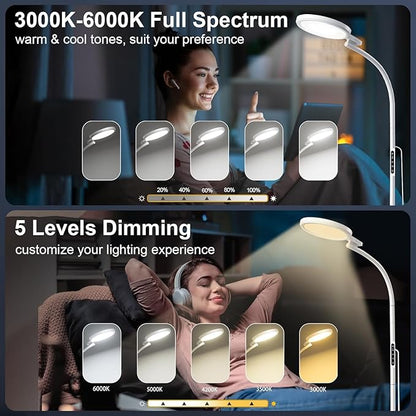 Light Therapy Lamp, LED Sunlight Lamp, 10000 Lux Full Spectrum Happy Therapy Lamp, Floor andDesklamp with 5 Brightness & 5 Color Temperatures, 3 Heights for Apartment/Office/Home