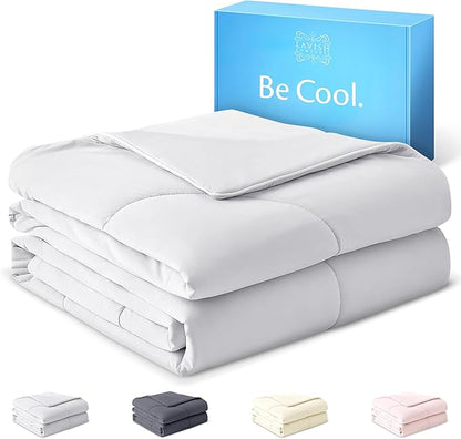 Lavish Comforts® Cooling Comforter King Size │ Incredible Cooling King Comforter for Hot Sleepers │All Season Duvet │106"x96" Light Grey│Perfect Present in Gift-Ready Box