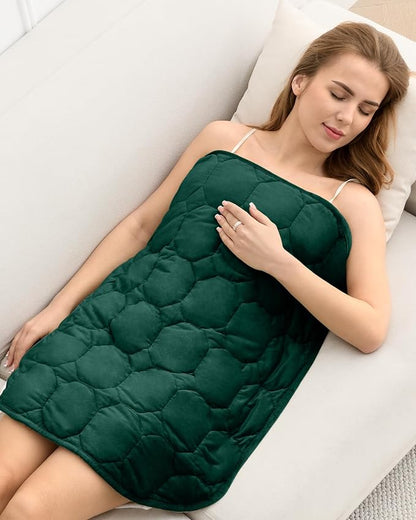 Cottonblue Weighted Lap Blanket 7lbs, Cozy Luxury Crystal Velvet Weighted Blanket for Adults, Small Weighted Blanket for Relaxation, Sleeping, Travel, Green, 29" x 24"