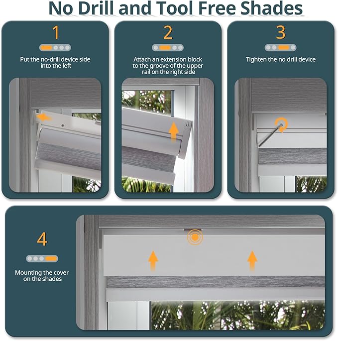Motorized Blinds No Drill Automatic Blinds for Windows Cordless Roller Shades Electric Blinds with Remote Control Smart Blinds (Black, 32.5 x 72)