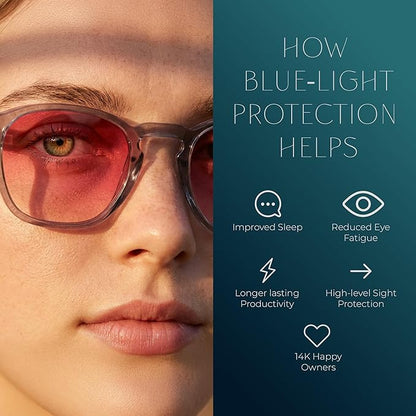 Ruby Transparent Frame Sunglasses – Blue Light Blocking & UV Protection Polarized Sunglasses for Men & Women, Anti-Glare Night Driving Shades, Includes Travel Pouch, Case, Cleaning Cloth