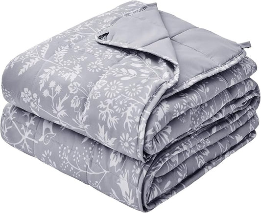 yescool Weighted Blanket for Adults (15 lbs, 48" x 72", Pearl Grey) Cooling Heavy Blanket for Sleeping Perfect for 140-160 lbs, Twin Size Breathable Blanket with Premium Glass Bead, Machine Washable