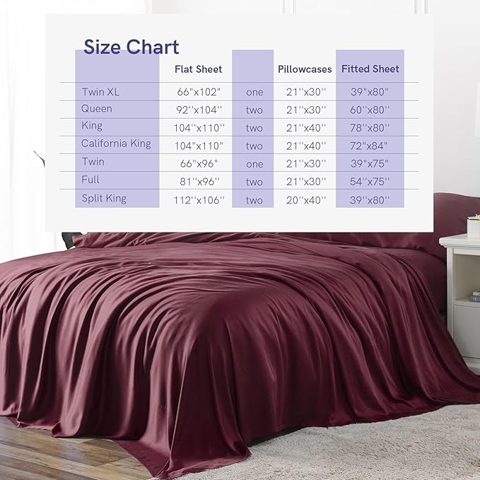 YnM Cooling Bed Sheet Set with 100 Percent Rayon Derived from Bamboo, 400TC Fabric with 2 Pillowcases and Flat Sheet, Deep Pocket Fit 19'', Silky-Soft & Sweat Wicking, 4 Piece (Full, Rose Purple)