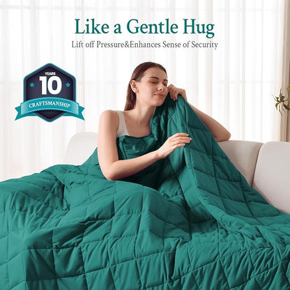Topblan Weighted Blanket for Adults 12lbs, Soft Cooling Breathable Weighted Throw for Sleeping, Washable Heavy Blanket with Glass Beads for Winter, Sofa Bed, 48"x72" Twin Size