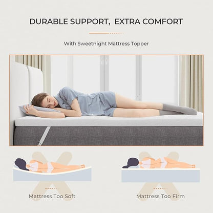 Sweetnight 4 Inch Queen Memory Foam Mattress Topper with Non-Slip Design