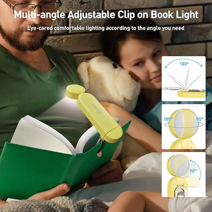 VAVOFO USB Rechargeable Book Light, Blue Light Blocking, Amber Clip-On Bookmark Shaped Reading Light with 6 LEDs and 9 Modes for Bedtime Reading