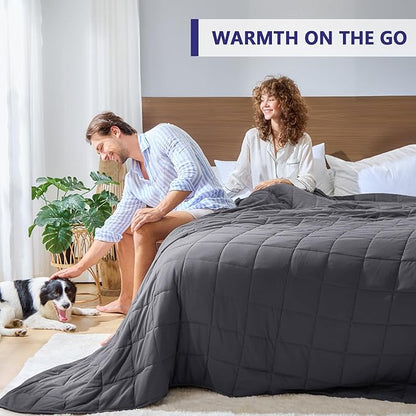 yescool Weighted Blanket for Adults (20 lbs, 88” x 104”, Grey) Cooling Heavy Blanket for Sleeping Perfect for 190-210 lbs, Queen Size Breathable Blanket with Premium Glass Bead, Machine Washable