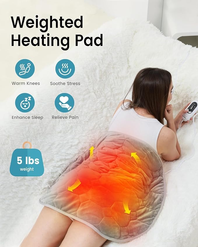 immtree Weighted Heating Pad for Deeper Pain Relief, 5lbs XXXL Size(29x24) with Fast Heat Technology, Heated Blankets for Adults, Relief for Back and Shoulder and Knee