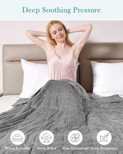 Topblan Weighted Blanket Twin Size 15lbs, Adult Weighted Blankets with Soft Warm Fabric for Sleeping and Calming, Adult Heavy Blanket for Sofa Bed, Grey, 48 x 72 inches