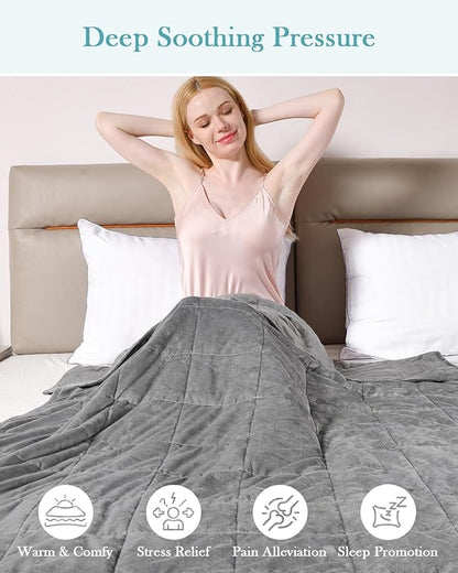 Topblan Weighted Blanket Twin Size 12lbs, Adult Weighted Blankets with Soft Warm Fabric for Sleeping and Calming, Adult Heavy Blanket for Sofa Bed, Grey, 48 x 72 inches