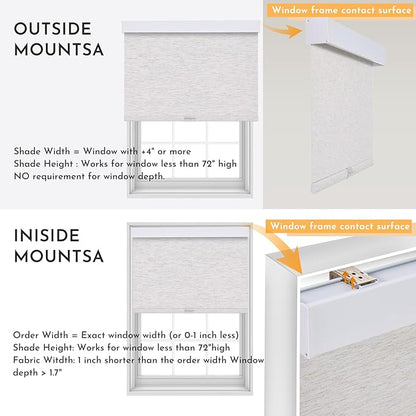 Persilux Cordless Blackout Roller Shades for Indoor Windows, Pull Down Blinds with Valance, Thermal Insulated Fabric, Free-Stop Shades for Home, Door and Bedroom (Linen,54" W x 72" H)