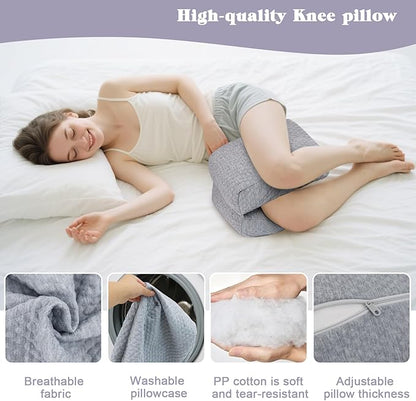 Knee Pillow for Side Sleepers, Leg and Ankle Support Pillow for Hip Pain Smooth Spine Alignment for Better Sleep, Ideal Pillows for Side Sleeping Knee and Back Pain Relief, Light Gray