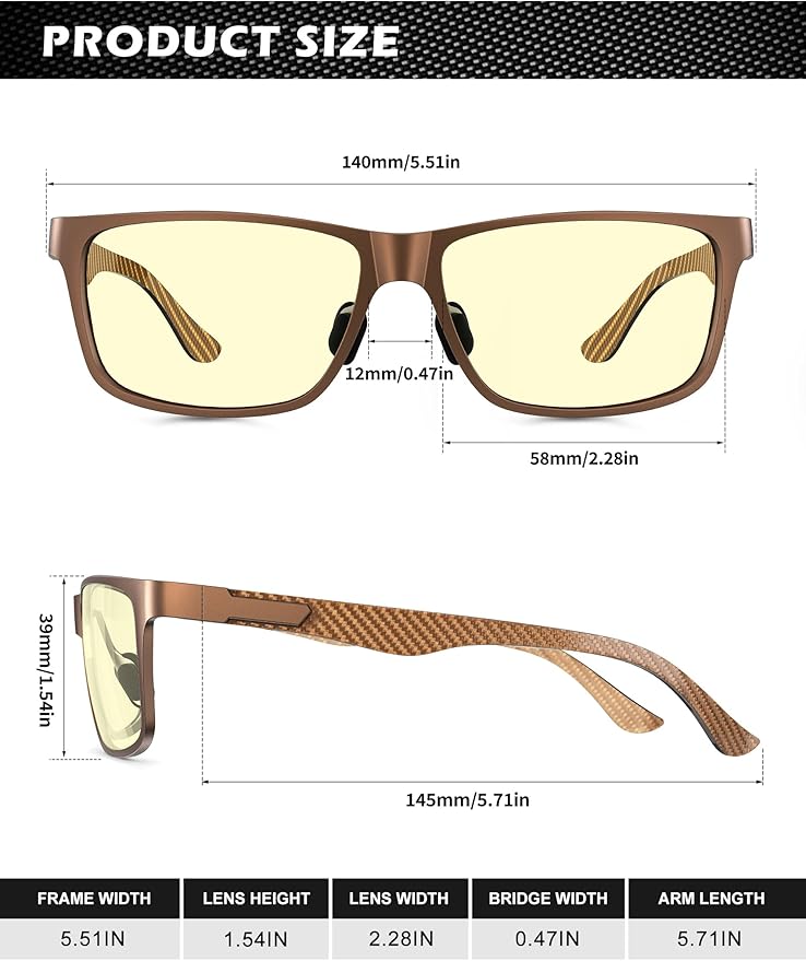 ANYLUV Blue Light Blocking Glasses Men Computer Gaming Glasses Lightweight Al-Mg Metal Anti Eyestrain Eye Protection
