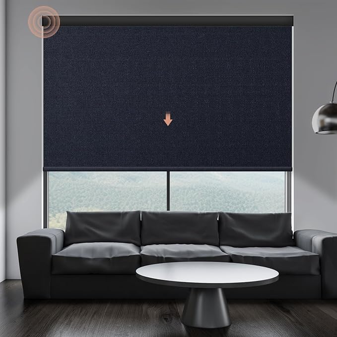 Motorized Roller Shade: 100% Blackout, Electric Blinds with Remote, Compatible with Alexa/Google Home/Apple Homekit, Customized Size, Noir Onyx Black