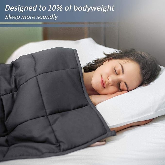 Weighted Blanket(60''x80'' 20lbs,Queen Size),Adults Heavy Blanket with Premium Cozy Cotton and Natural Glass Beads,Dark Grey
