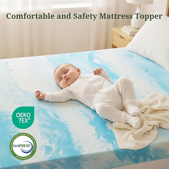Memory Foam Mattress Topper Twin - 3 Inch Gel Infused Bed Toppers, Pressure Relief Mattress Pad for Dorm Room, CertiPUR-US Certified