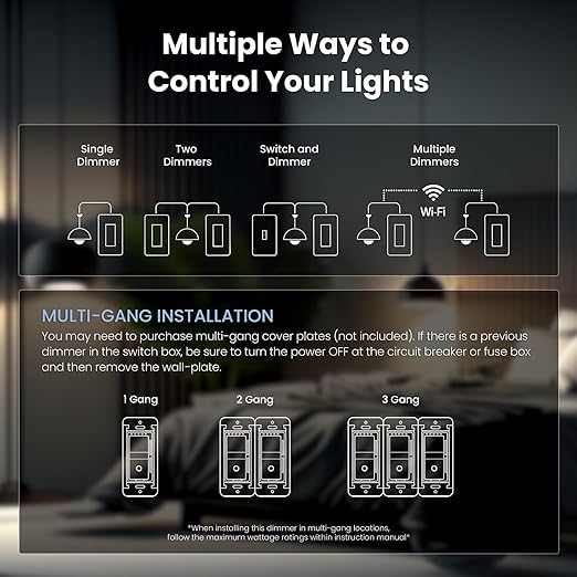 Feit Electric Smart Dimmer Switch, Neutral Wire Required for Installation, Compatible with Amazon Alexa and Google Assistant, Smart Dimmer Light Switch, White, Model:DIM/WiFi