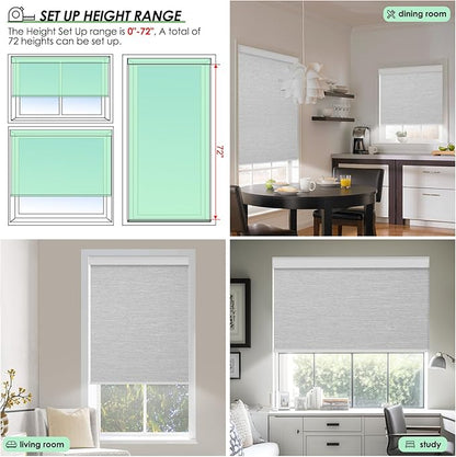 Smart Motorized Blinds with Remote Control, Blackout Roller Shades, Custom Smart Blinds with Valance, Cordless Electric Window Blinds & Automatic Shades(Grey,34" Wx72 H)