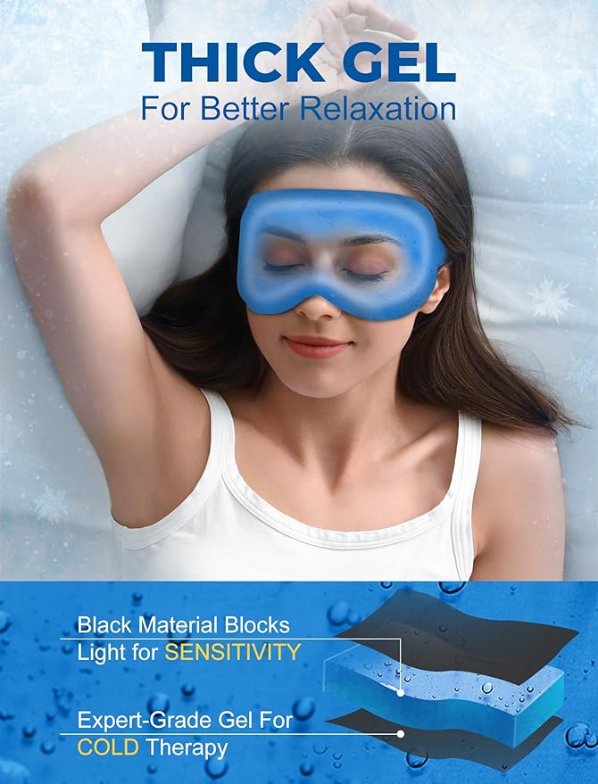 3D Blackout Cooling Gel Eye Mask: 6oz Weighted Cold Compress, Deep Relaxation & Meditation Mask for Women, Nurse Night Shift Recovery, Headache & Stress Cooling Comfort, Gift Ready, Pink