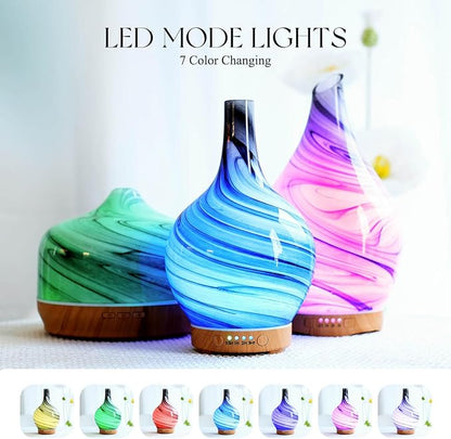 Porseme 150ml Essential Oil Diffuser Glass Color Changing Aroma Air Diffusers Aromatherapy Ultrasonic Cool Mist Humidifier 6 Running Hours Waterless Auto-Off for Sleeping, Yoga, Office, Spa (Ink)