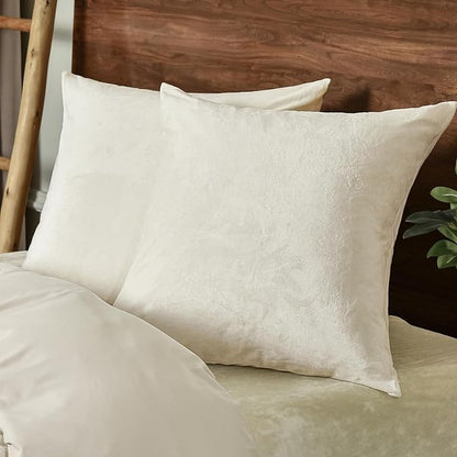 PHF Super Soft Velvet Throw Pillow Covers, 24"x24", No Insert, 2 Pack Color Gradient Cushion Covers, Ultra Soft Cozy Square Covers Shell for Home Decorative, No Shedding, No Pilling, Cream