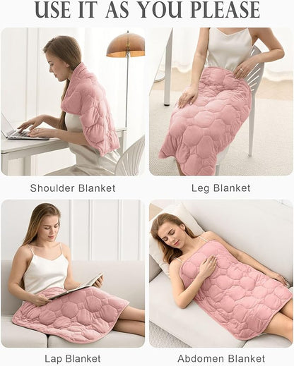 Weighted Lap Blanket 7lbs, Cozy Luxury Crystal Velvet Weighted Blanket for Adults, Small Weighted Blanket for Relaxation, Sleeping, Travel, Dull Pink, 29" x 24"