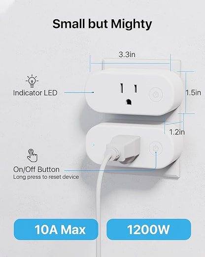 Loocam Smart Plug Compatible with Alexa Mini, Smart Home Wi-Fi Outlet, No Hub Required, Timer Function, App Control, 2.4G WiFi Only, 4 Pack, White