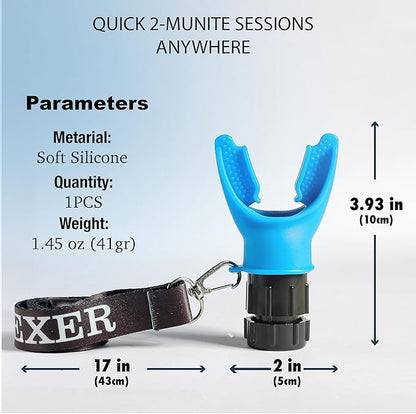 Portable Compact Lung Trainer Exercise Device with High Grade Silicone, Breathing Exercise Device for Lungs, Portable Muscle Trainer, Easy to Clean, Neck Strap Included, (Blue-1)