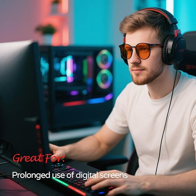 Sleep Blue Light Blocking Glasses for Men and Women, Computer Gaming Glasses Anti Eyestrain & UV Glare