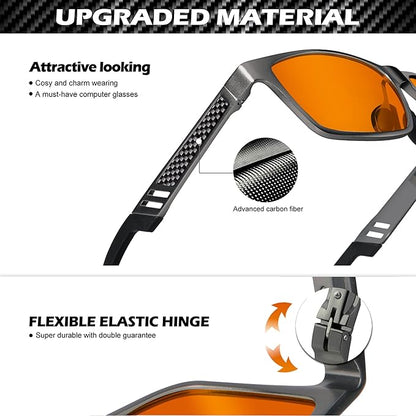 ANYLUV Gaming Glasses for Men Anti Blue Light Computer Glasses Rectangle Al-Mg Metal UV400 Mens Blue Light Filter Eyeglasses