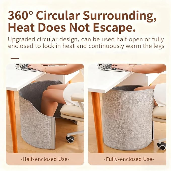 Electric Under Desk Heater with Blanket,8-Speed Adjustable Portable Folding Electric Heating Foot Warmer,Office Leg Heater Under Desk Winter,Quiet Personal Small Space Heater for Legs (Pink,6 Levels)