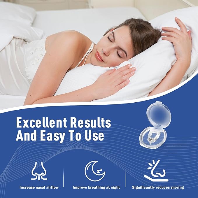 Anti Snoring Devices, Snore Stopper with Adjustable Magnet, Nasal Dilators Silicone Nose Clip Stop Snoring, Effective to Relieve Snoring, Snoring Solution for Comfortable and Quieter Sleep, M