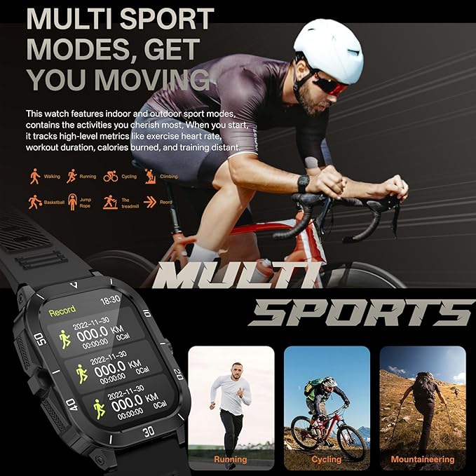 C50Pro Smart Sports Watch for Fitness Tracker &Health monitor, including Blood Pressure and Oxygen/Heart Rate/Sleep/Calories/Step counting/Distance etc, Waterproof wearable wristband for outdoor